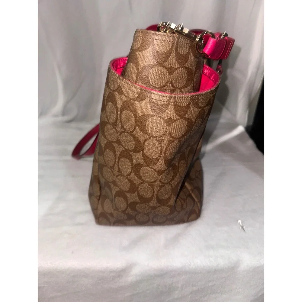 Coach Signature Canvas Baby Bag Diaper Tote Khaki Pink F35414